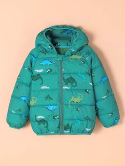 Hopscotch - Teal Prehistoric Puffer Jacket