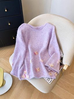 MISS MOSA BY AKANKSHA - Chiara Floral Oversized Sweater In Lilac