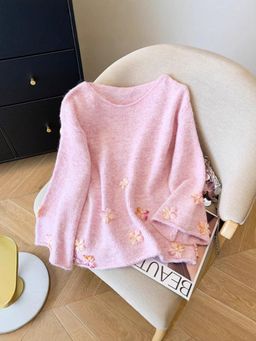 MISS MOSA BY AKANKSHA - Chiara Floral Oversized Sweater In Pink