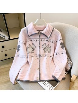 MISS MOSA BY AKANKSHA - Isotta Woolen Cardigan In Pink