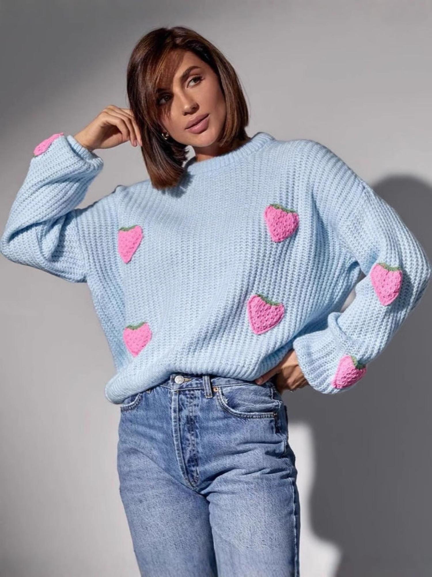 Koala Strawberry Oversized Sweater In Blue-picture-18