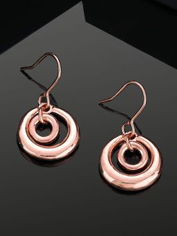 Estele - Rose Gold Plated Concentric Circles Drop Earrings for Girls & Women
