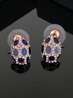 Estele - Rose Gold Plated Sparkling Oval Stud Earrings with Austrian Crystal For Girl & Women