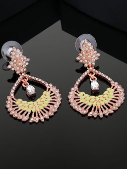 Estele - Rose Gold Plated Fascinating Drop Earrings with Austrian Crystals For Girls & Women