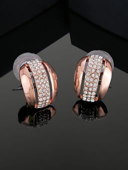 Estele - Rose Gold Plated Geometric Shaped Stud Earrings with Crystals For Girls & Women