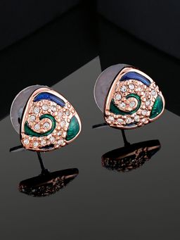 Estele - Rose Gold Plated Triangle Shaped Stud Earrings with Crystals For Girls & Women