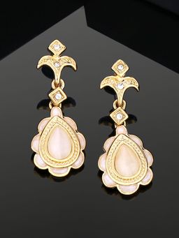 Estele - Gold Plated Beautiful Earrings with Peach Austrian Crystals For Girls & Women