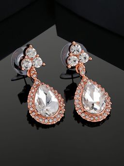 Estele - Rose Gold Plated Drop Designer Earrings with Austrian Crystals For Girls & Women