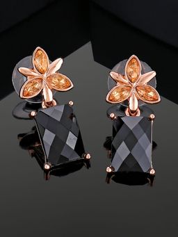 Estele - Rose Gold Plated Flower Designer Earrings with Austrian Crystals For Girls & Women