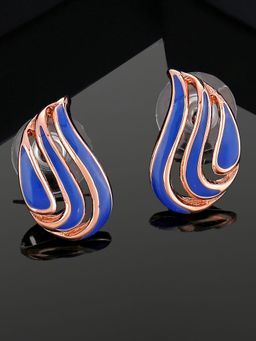 Estele - Rose Gold Plated Leaf Shaped Stud Earrings for Women