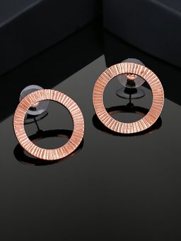 Estele - Rose Gold Plated Round Patterned Earrings for Women