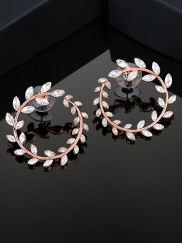 Estele - Rose Gold Plated Circular Earrings with Crystals for Women