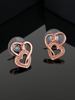 Estele - Rose Gold Plated Heart Shaped Stud Earrings for Women