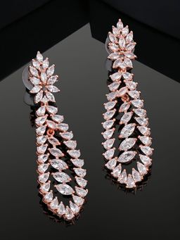 Estele - Rose Gold Plated CZ Beautiful Drop Designer Earrings for Women