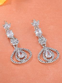 Estele - Rhodium Plated CZ Dazzling Designer Earrings with White Stones For Girls & Women