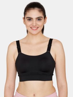 Zivame - Zelocity High Impact Quick Dry Sports Bra - Jet Black