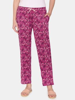Zivame - Vivacious Foliage Knit Poly Pyjama - Festival Fuchsia