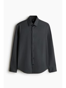 H&M - Men Grey Slim Fit Easy-Iron Shirt