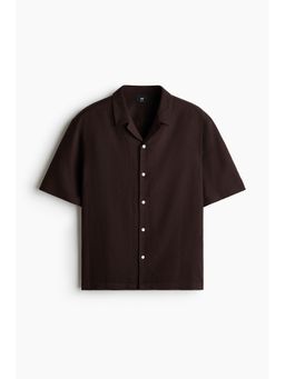 H&M - Men Brown Relaxed Fit Linen-Blend Resort Shirt