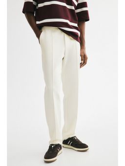 H&M - Men White Regular Fit Interlock Crease-Front Trouser
