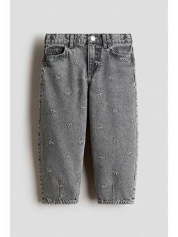 H&M - Girls Grey Loose Fit Barrel Jeans