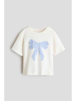 H&M - Girls White Appliqued Cotton T-Shirt