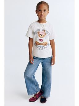 H&M - Girls Blue Loose Fit Wide Leg Jeans