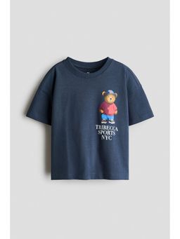 H&M - Boys Blue Printed Cotton T-Shirt