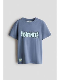 H&M - Boys Blue Printed Cotton T-Shirt