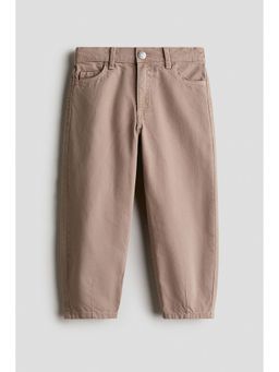 H&M - Girls Beige Cotton Twill Barrel Trousers