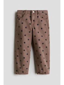 H&M - Girls Brown Cotton Twill Barrel Trousers
