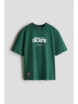 H&M - Boys Green Printed Cotton T-Shirt