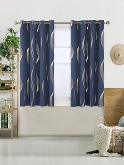 Urban Space - Blackout Curtains for Window with Eyelets & Tieback, 1 Piece- Wave Navy Blue (5 x 4)