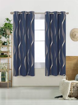 Urban Space - Blackout Curtains for Door with Eyelets & Tieback, 1 Piece-Wave Navy Blue (7 x 4)
