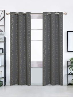 Urban Space - Blackout Curtains for Door with Eyelets & Tieback, 1 Piece - Hexagon Stone Grey (7 x 4)