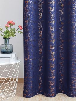 Urban Space - Blackout Curtains for Long Door with Eyelets & Tieback, 1 Piece-Navy Blue (8 x 4)