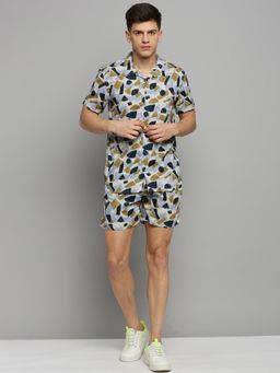 SHOWOFFFF - Mens Printed Off White Shirt Collar Co-Ords (Set of 2)