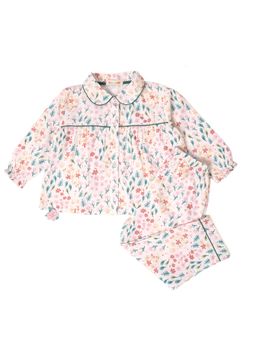 TIDY SLEEP - Girls Floral Print White Shirt with Pyjama