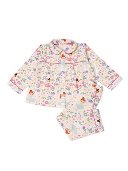 TIDY SLEEP - Girls Ballerina Print White Shirt with Pyjama