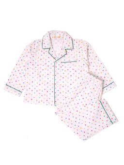 TIDY SLEEP - Boys Triangle Print White Shirt with Pyjama