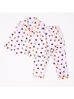 TIDY SLEEP - Boys Mickey Print White Shirt with Pyjama