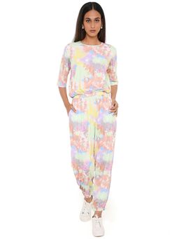 PS Pret by Payal Singhal - Green Tie and Dye Cotton Lycra Top and Jogger Pants (Set of 2)
