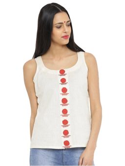 PRATHAA - Off-White Handloom Sleeveless Top
