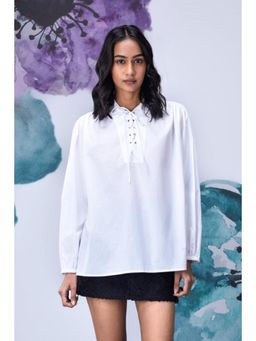 Genes Lecoanet Hemant - Malmal Lace Up Relax Fit Top- White