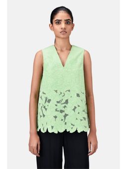 Genes Lecoanet Hemant - A-Line Sleeveless V-Neck Top-Mint Green