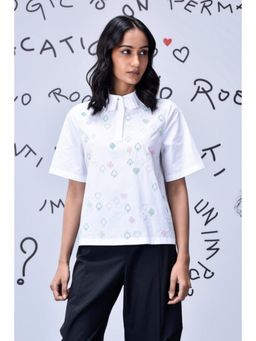 Genes Lecoanet Hemant - Card Beard Embroidery Regular Fit Top- White