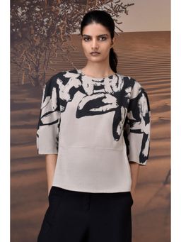 Genes Lecoanet Hemant - Beige Structured Top With Brushstroke Sleeves
