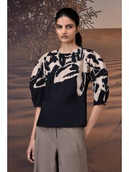 Genes Lecoanet Hemant - Black Structured Top With Brushstroke Sleeves