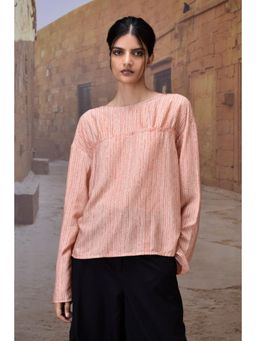 Genes Lecoanet Hemant - Textured Coquelicot Yoke-Gather Top