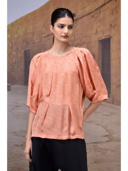 Genes Lecoanet Hemant - Sculpted Coquelicot Pleat Satin Top